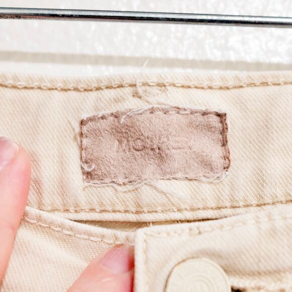 Mother The Ditcher Crop Jeans Chalk It Up Beige Straight Leg High Waist SZ 25 - Picture 6 of 9